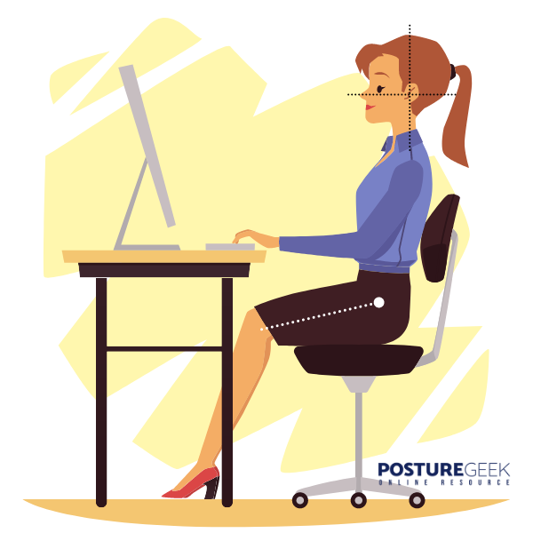 Correct neck position when sitting at workstation