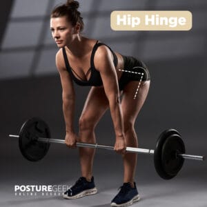 Hip hinge while doing a good morning exercise