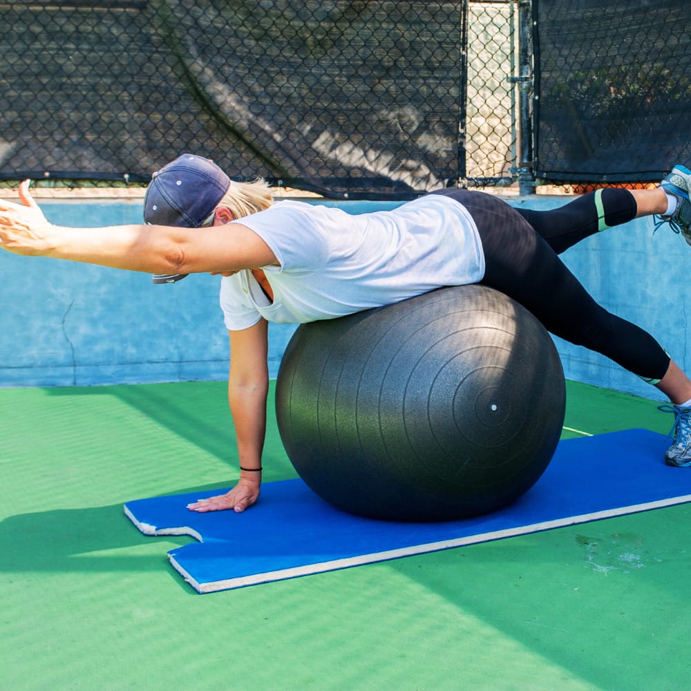 Bird dog exercise with ball