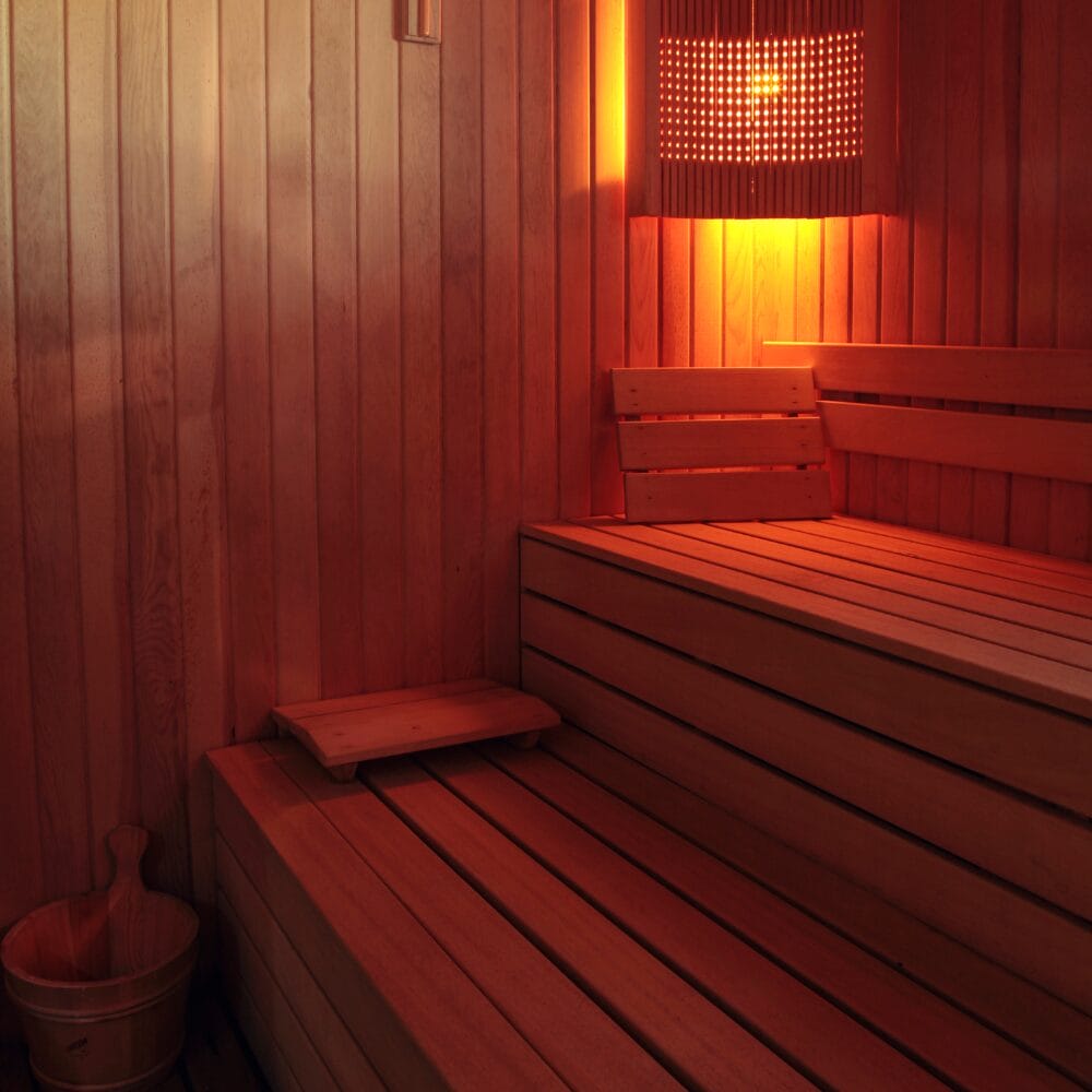 Inside of an infrared sauna